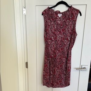 Red and Cream Sheath Dress Sleeveless